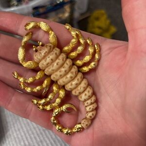 Gold and Tan La Razza Signed Scorpion Necklace